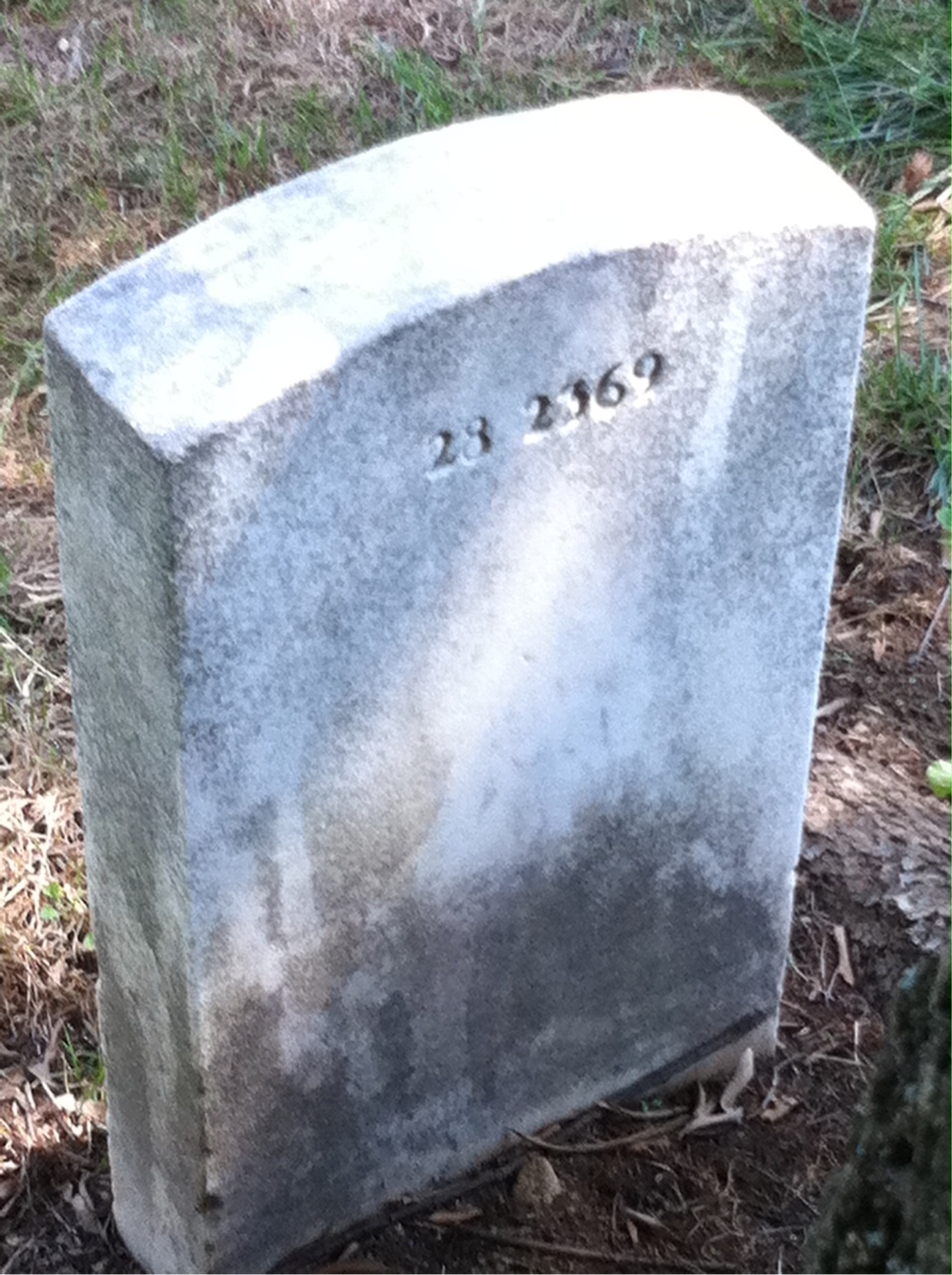 Back of headstone — Benjamin Allen