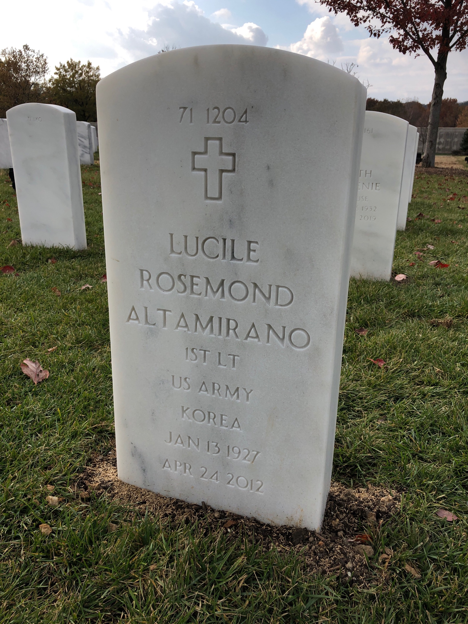 Back of headstone — Lucile Altamirano