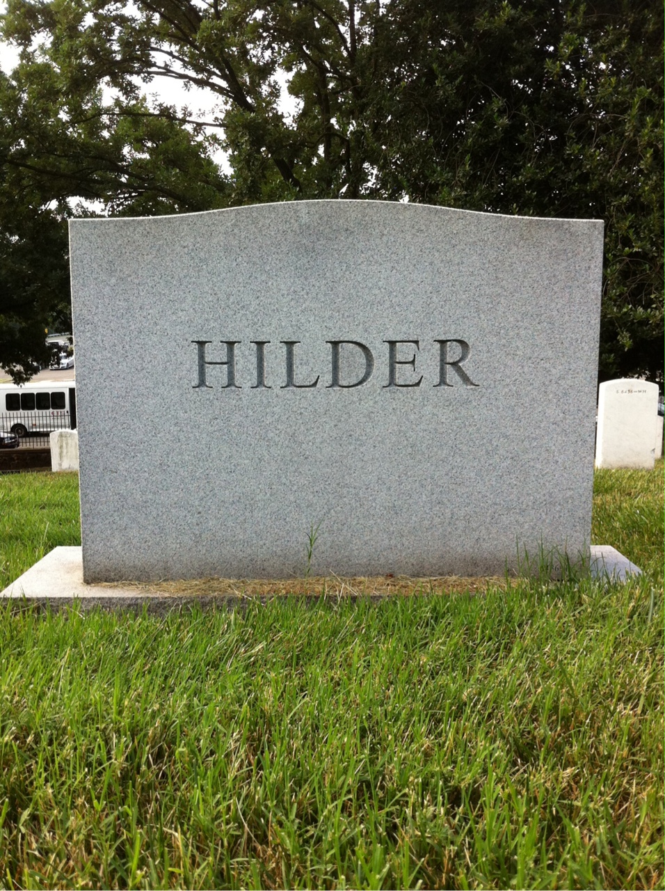 Back of headstone — Peter Hilder