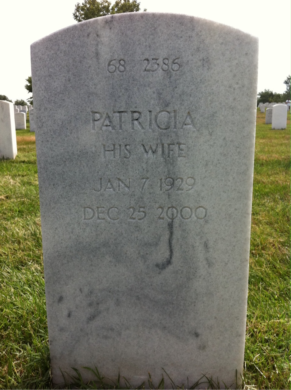 Back of headstone — Patricia Murray