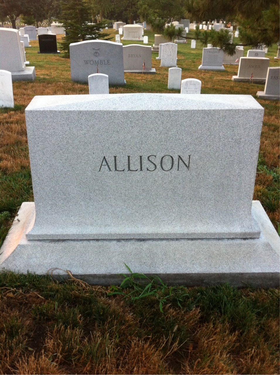 Back of headstone — James Allison