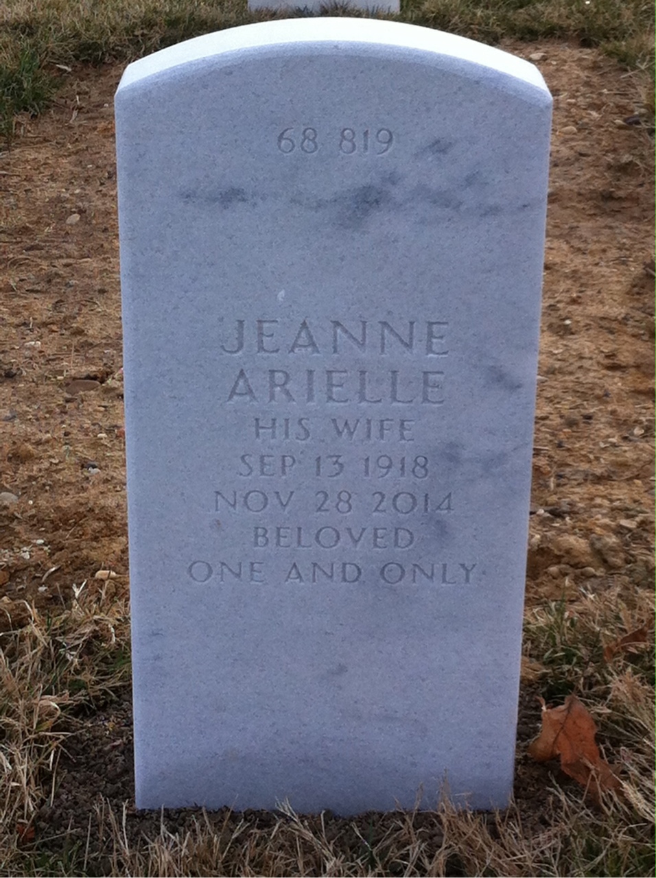 Back of headstone — Robert Barrere