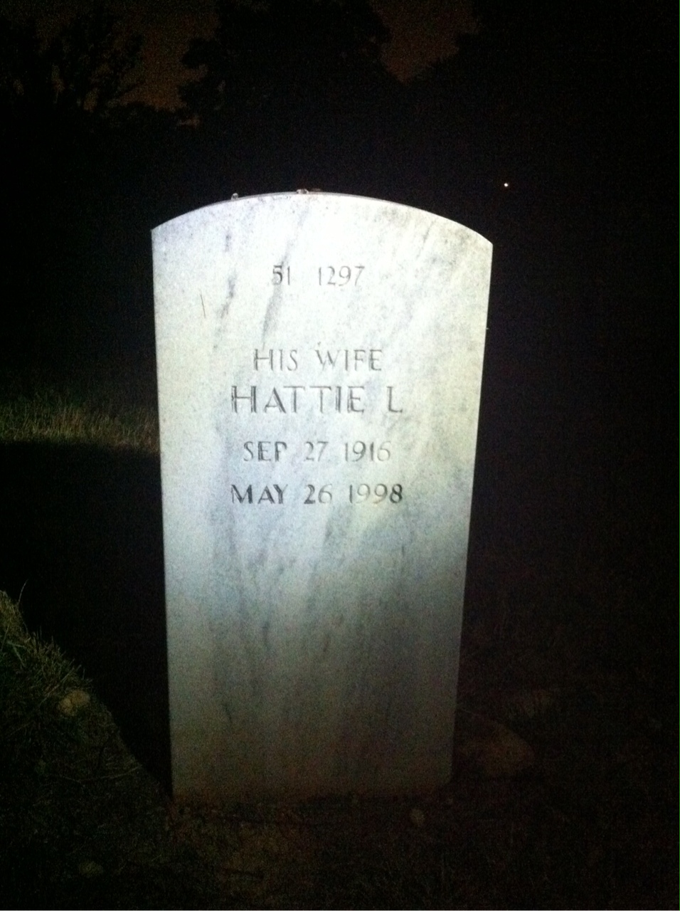 Back of headstone — Hattie Moorman