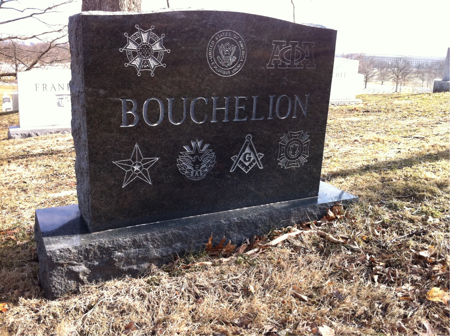 Back of headstone — Horace Bouchelion