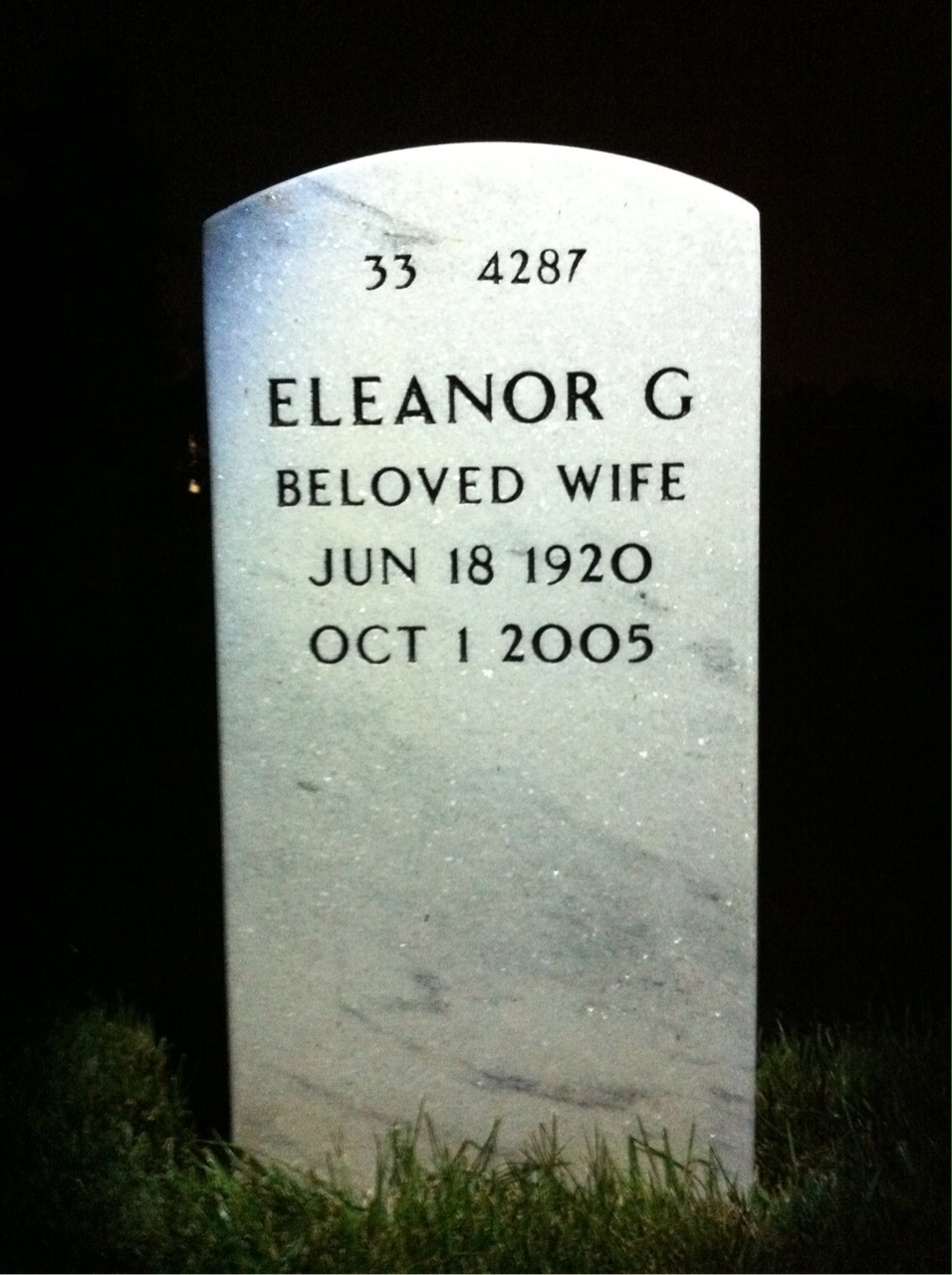 Back of headstone — James Carra