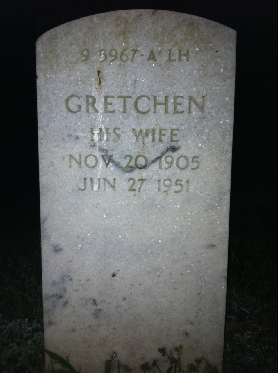 Back of headstone — Carl Allen