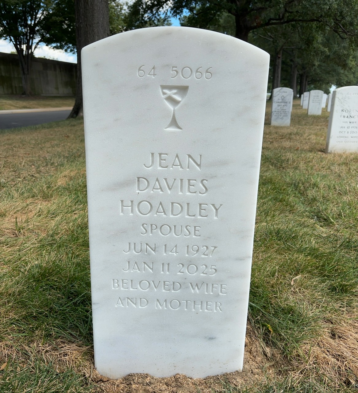 Back of headstone — Dallas Hoadley
