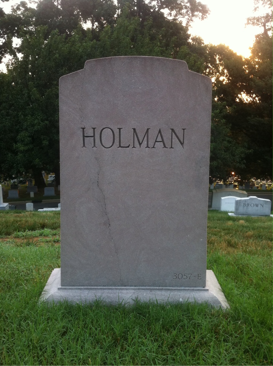 Back of headstone — William Holman