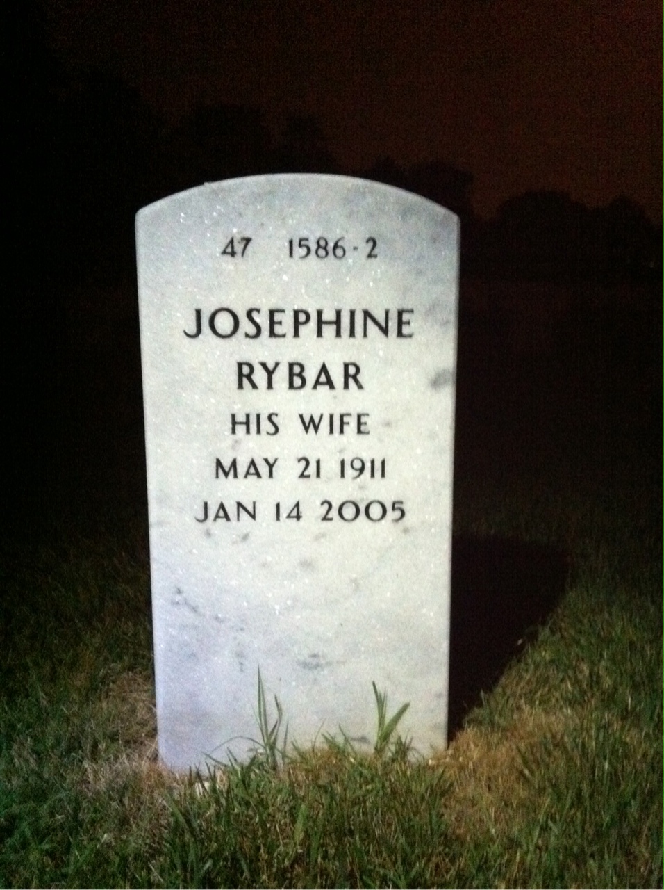 Back of headstone — John Galla
