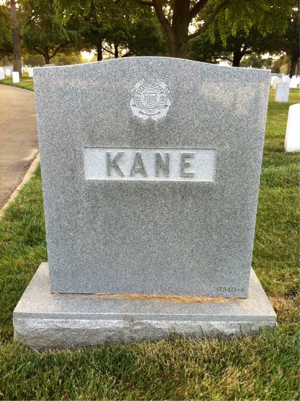 Back of headstone — Charles E Kane
