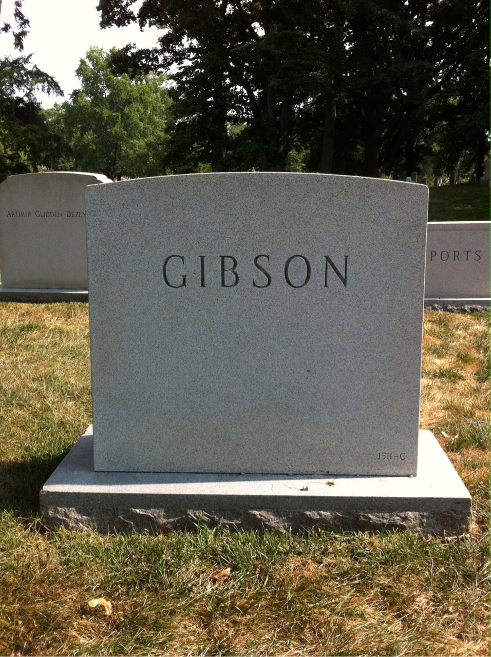 Back of headstone — Adelno Gibson
