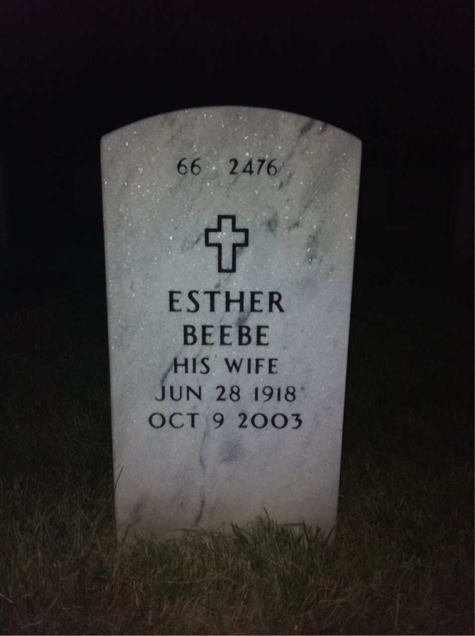 Back of headstone — Frederick Wyse