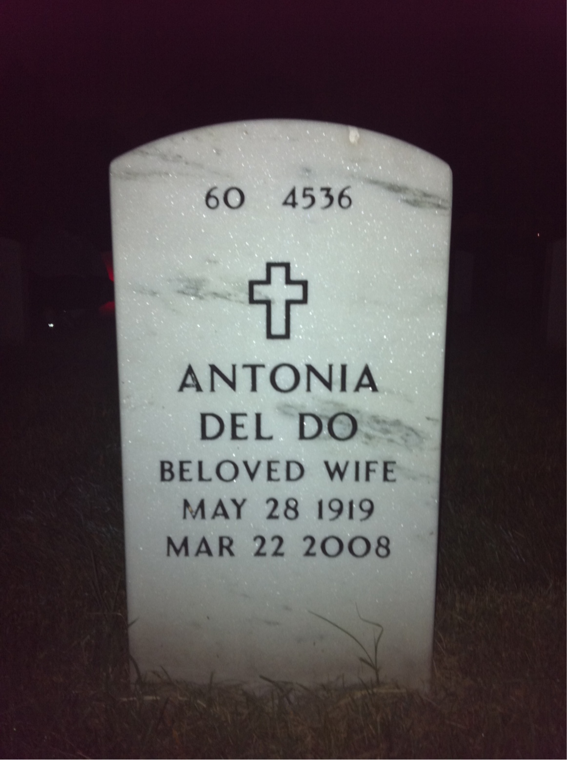 Back of headstone — John Vacca
