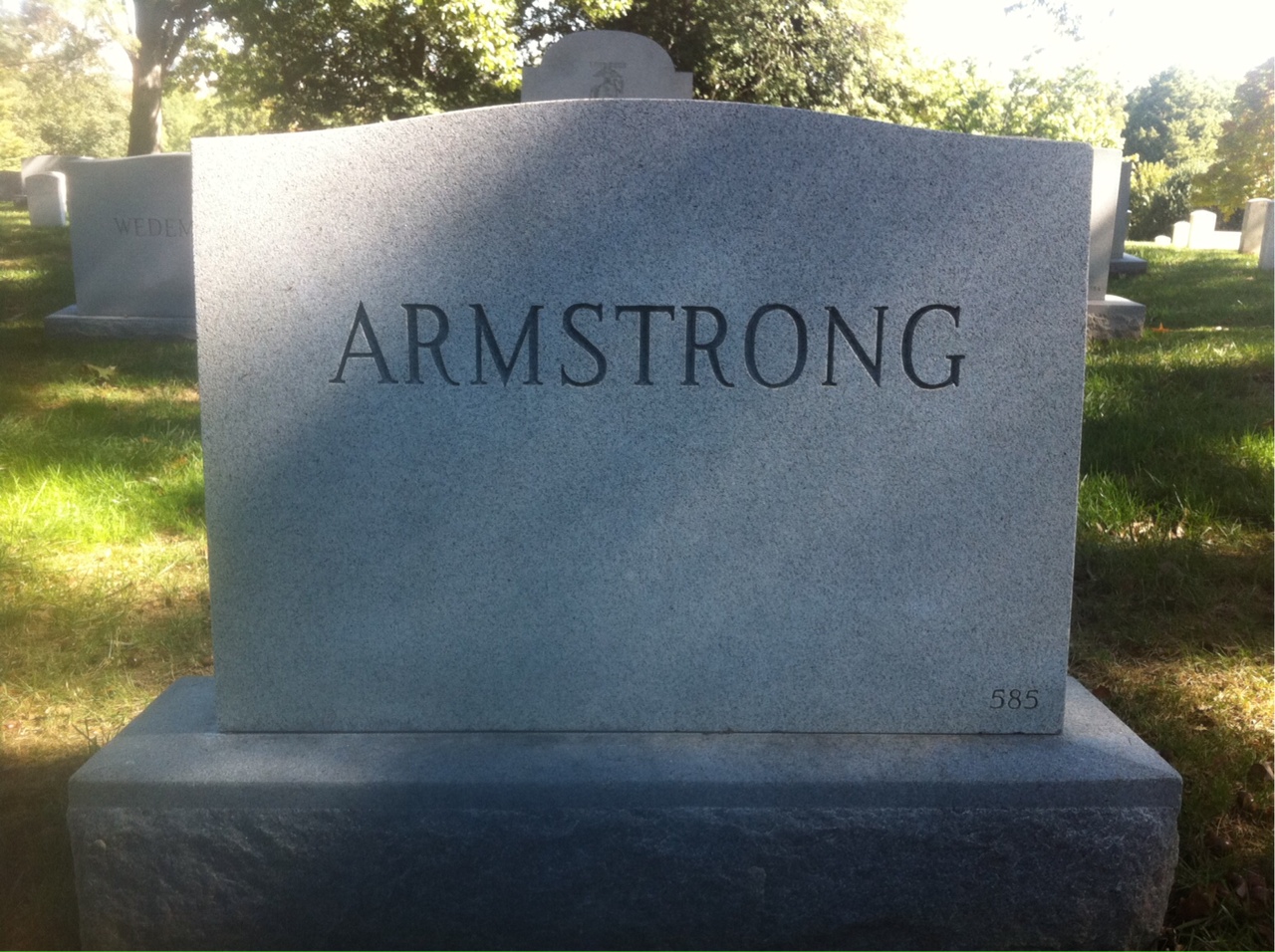 Back of headstone — John Armstrong