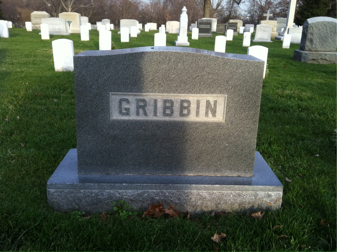 Back of headstone — Thomas Gribbin