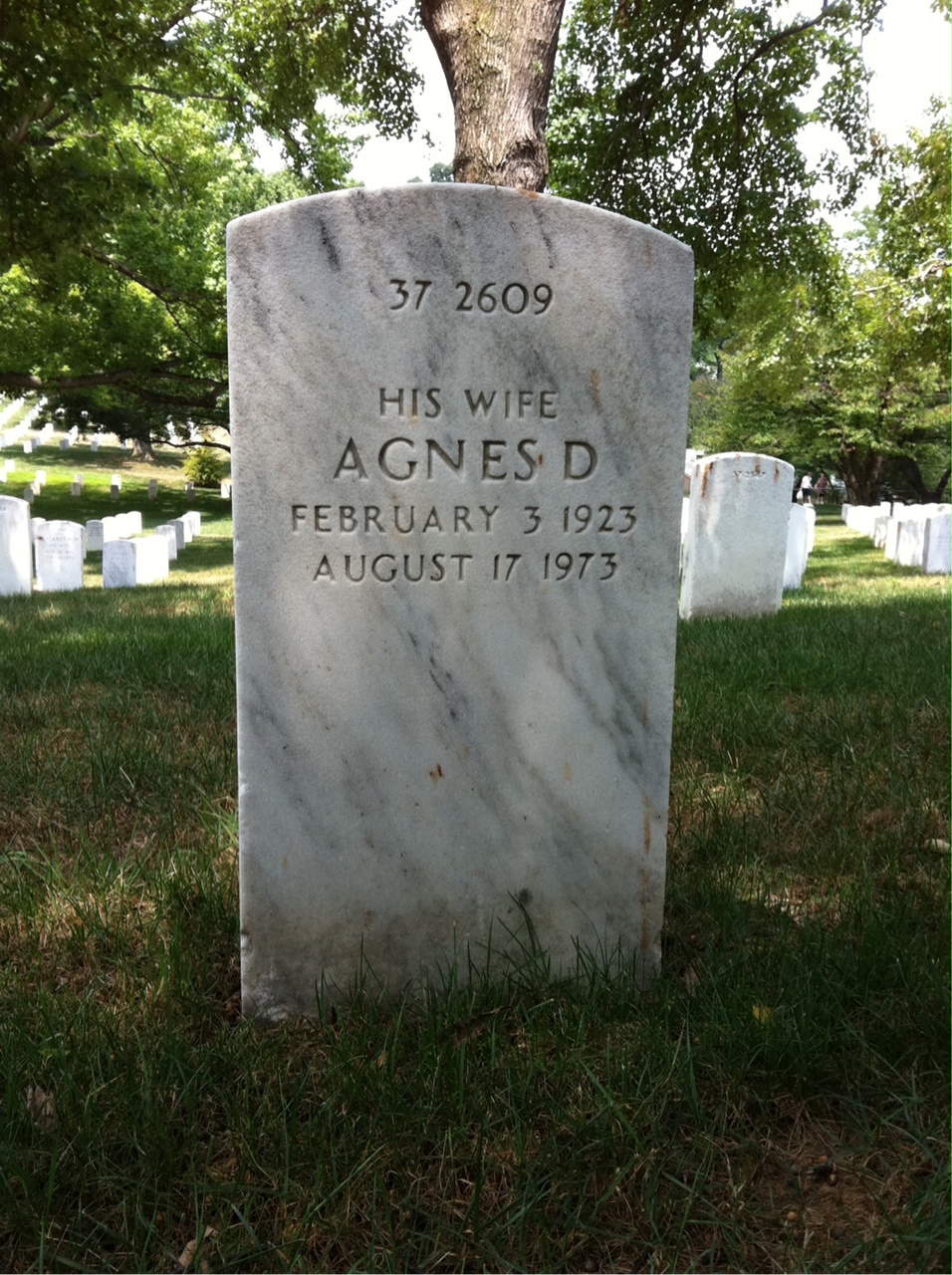 Back of headstone — Agnes Hubbard