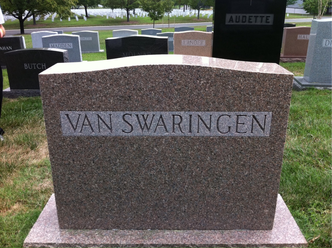 Back of headstone — Robert Van Swaringen