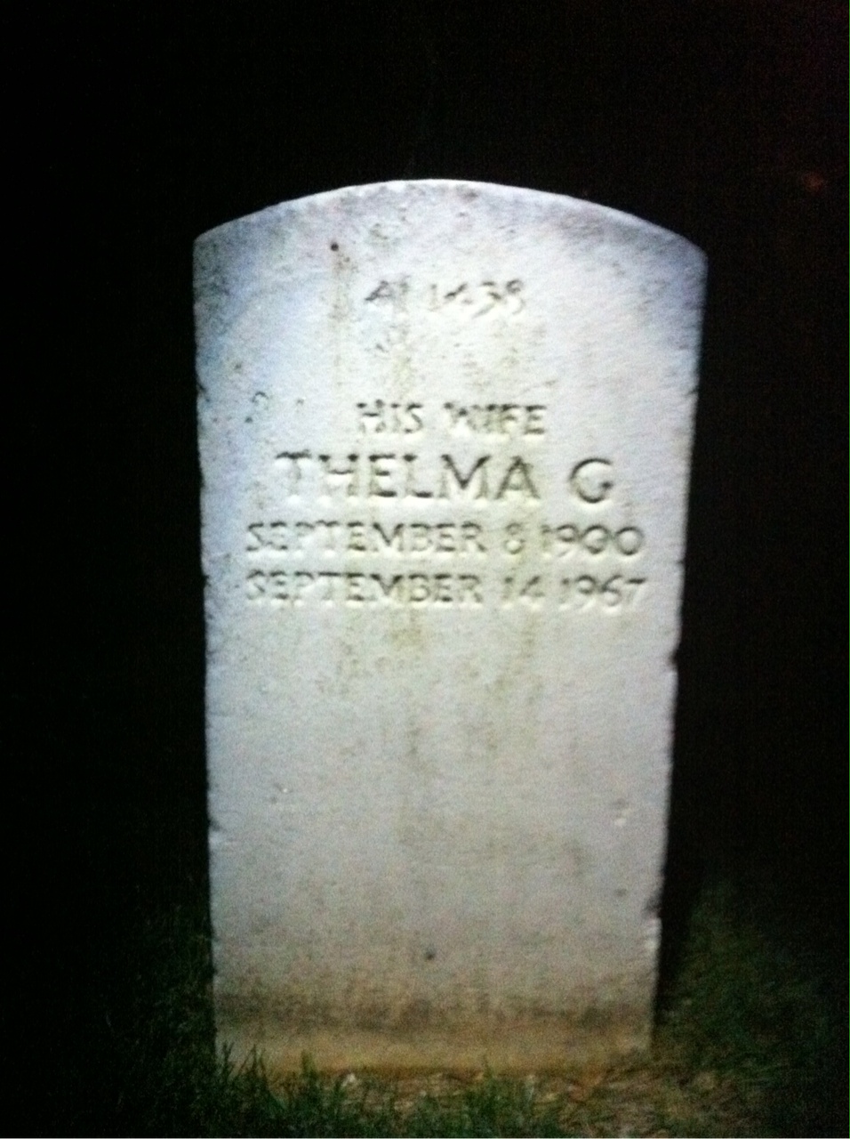 Back of headstone — Thelma Morris