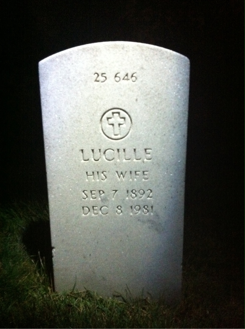 Back of headstone — Lucille Almond
