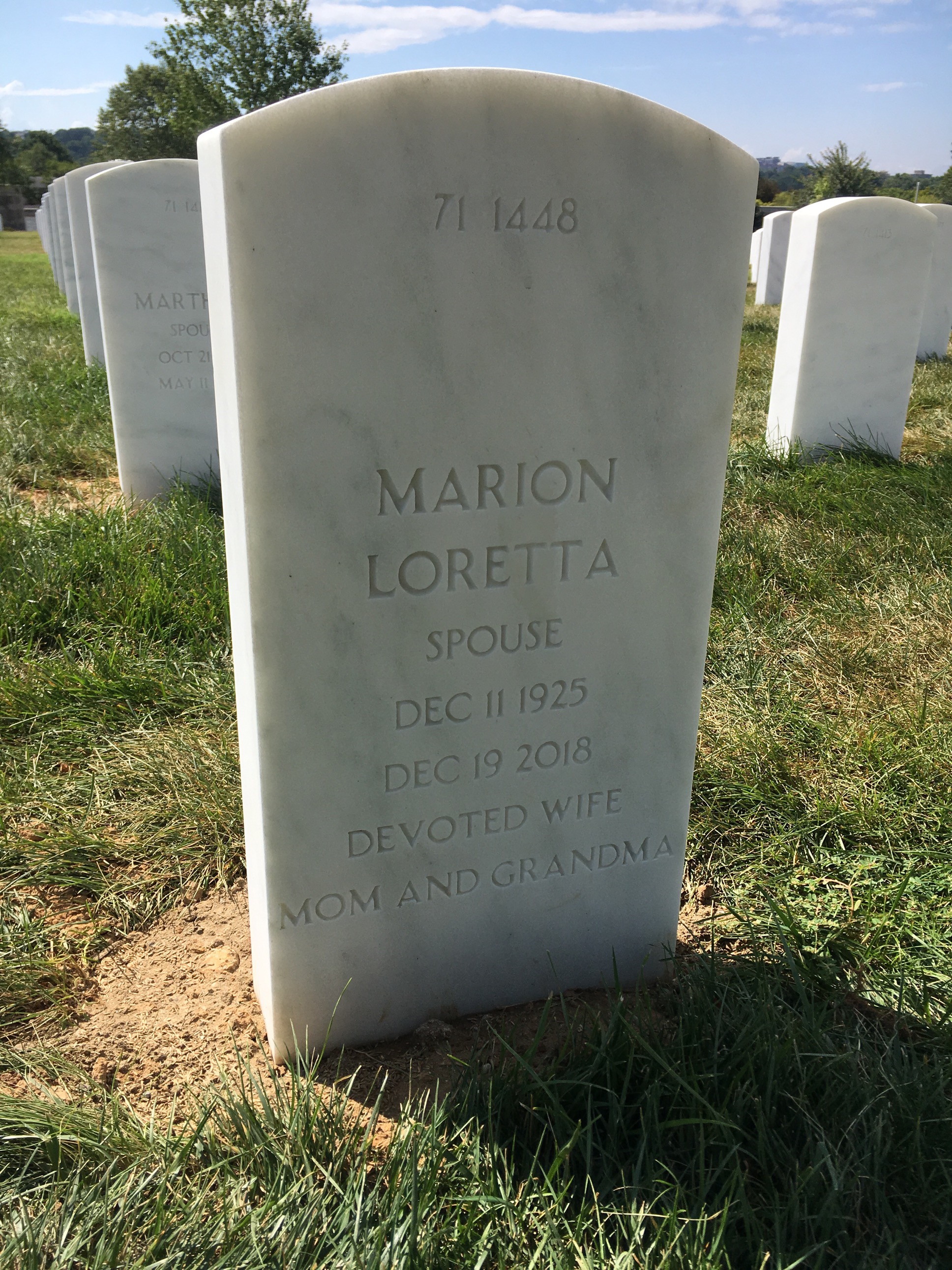 Back of headstone — Wilbur Myers