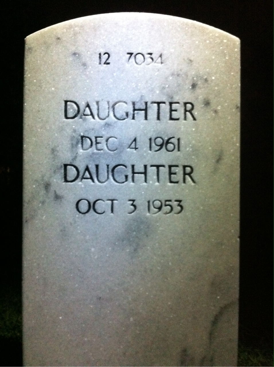 Back of headstone — Joseph Crowley