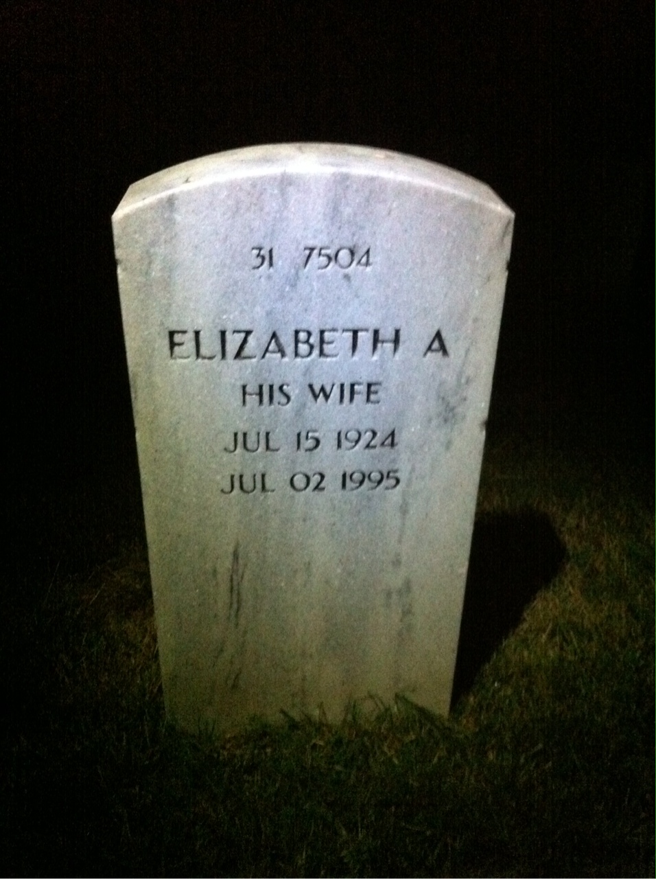 Back of headstone — Kenneth Trunnell