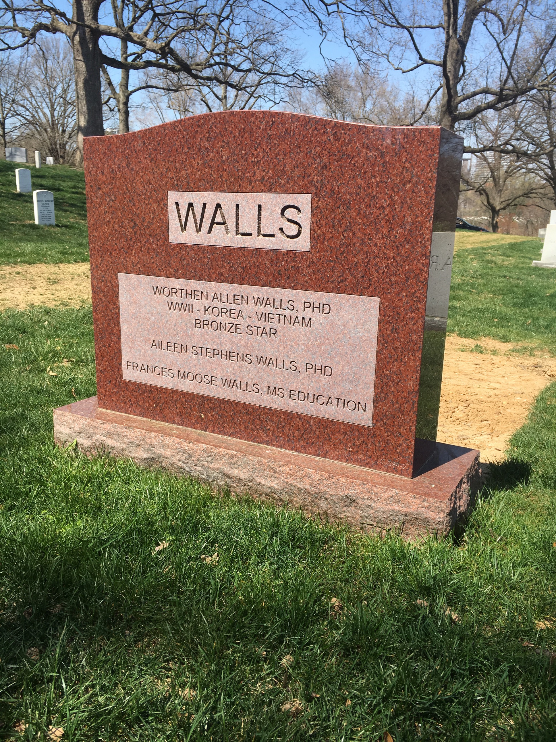 Back of headstone — Worthen A Walls