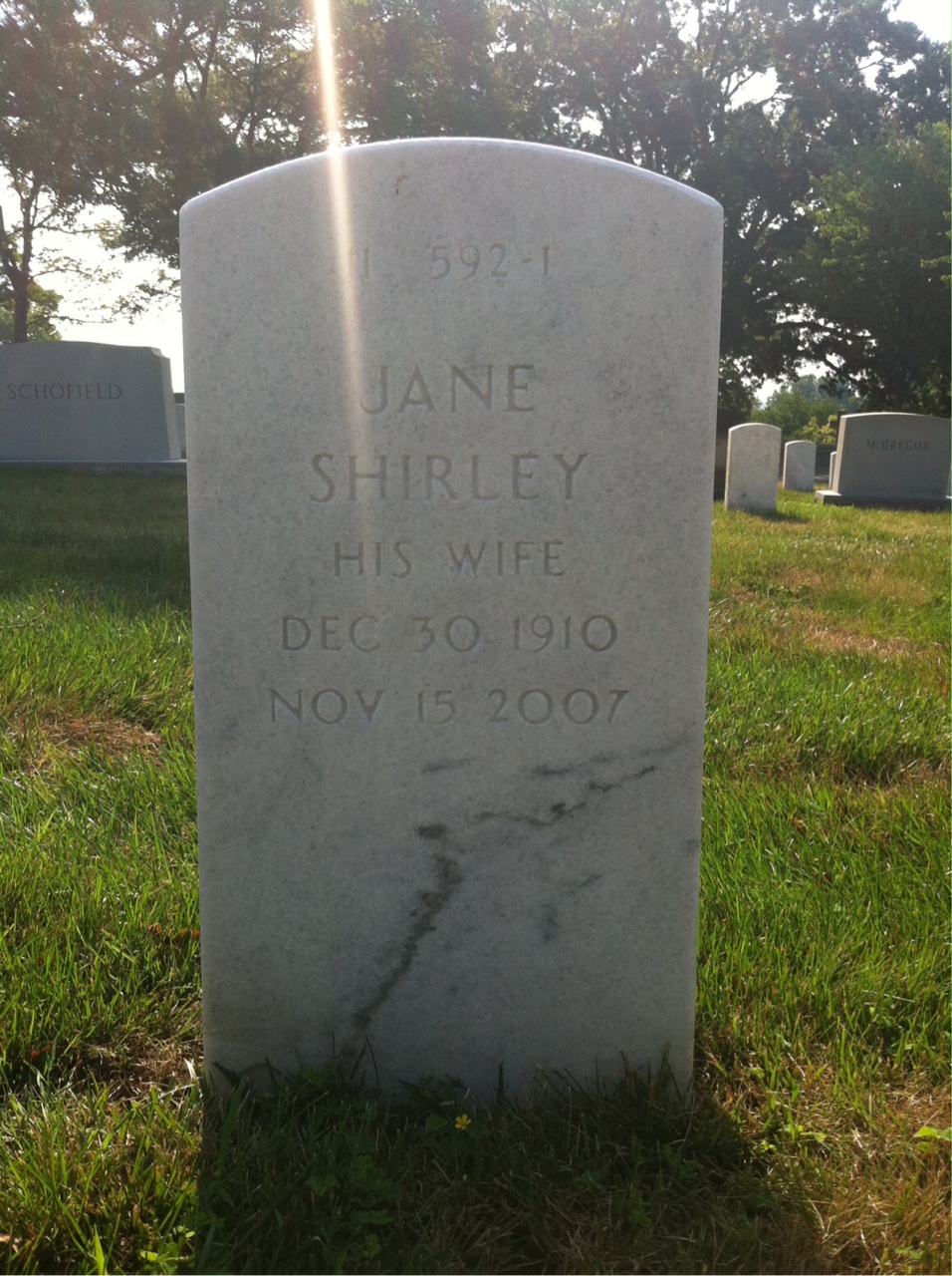 Back of headstone — Gerald Galloway