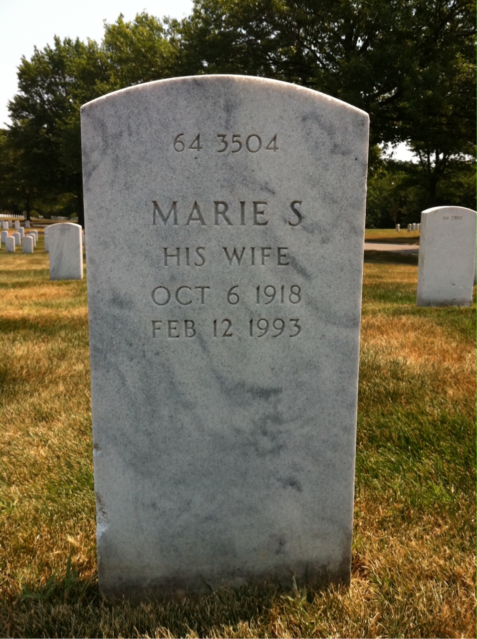 Back of headstone — Marie Abramovich