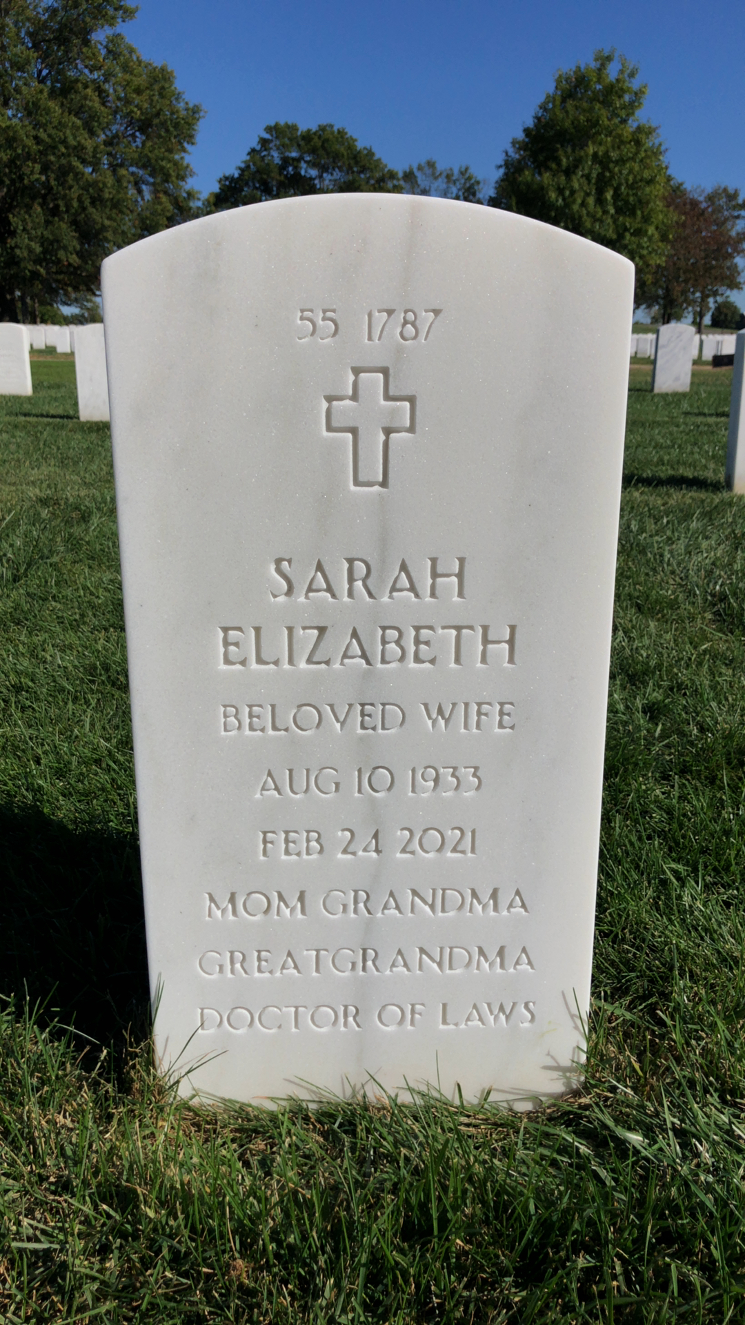 Back of headstone — Lawrence Montgomery
