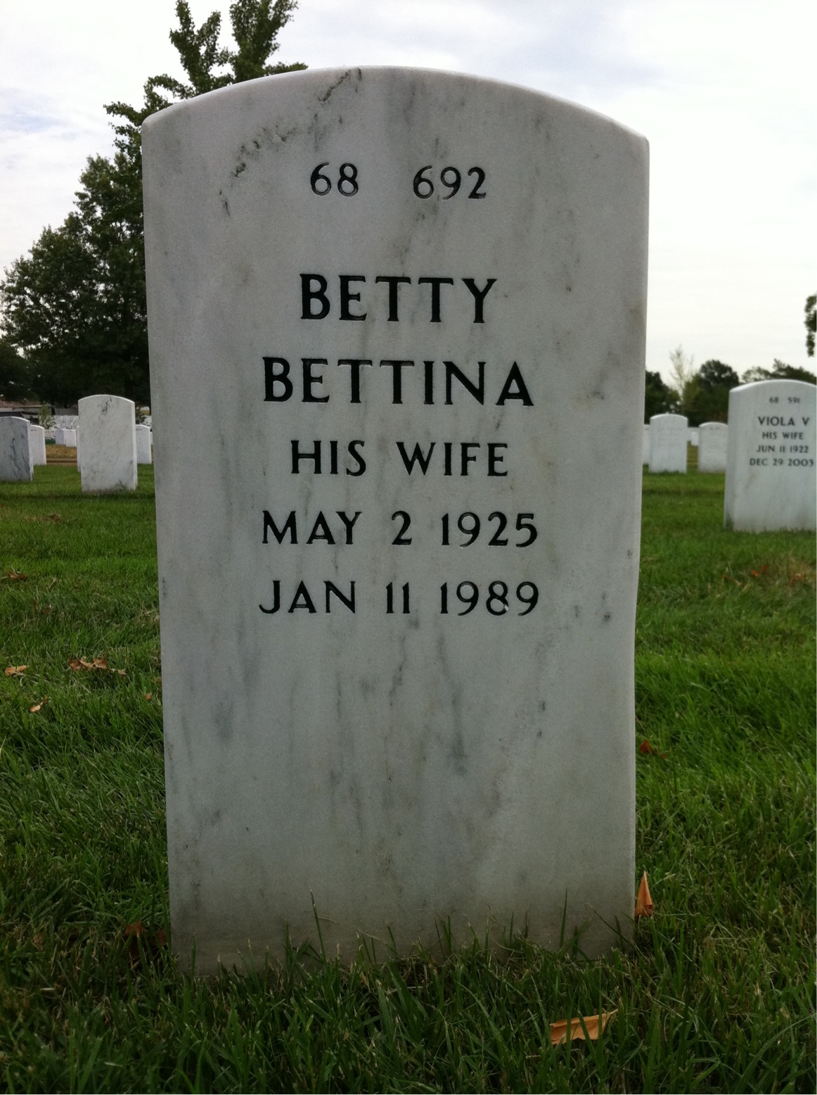 Back of headstone — Frederick Maney