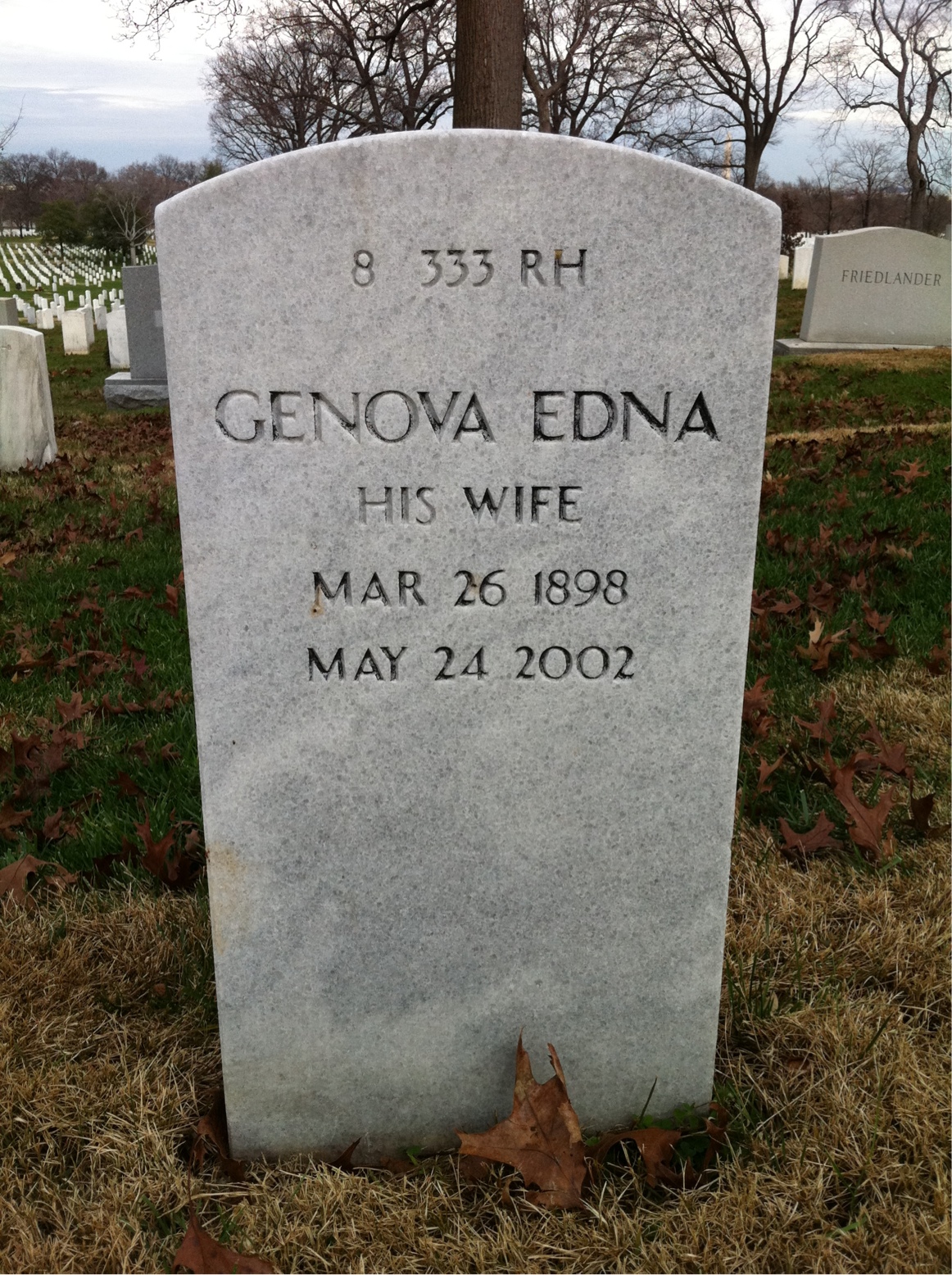 Back of headstone — Walter Mooney