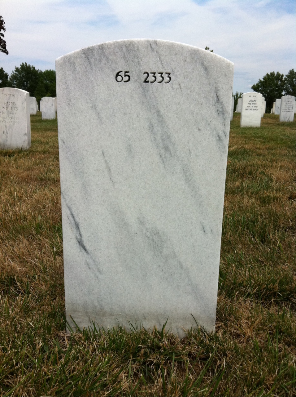 Back of headstone — Thomas Mcney