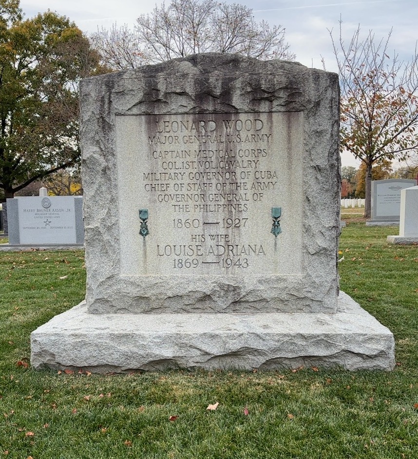 Headstone shared by 2 interments, including Leonard Wood