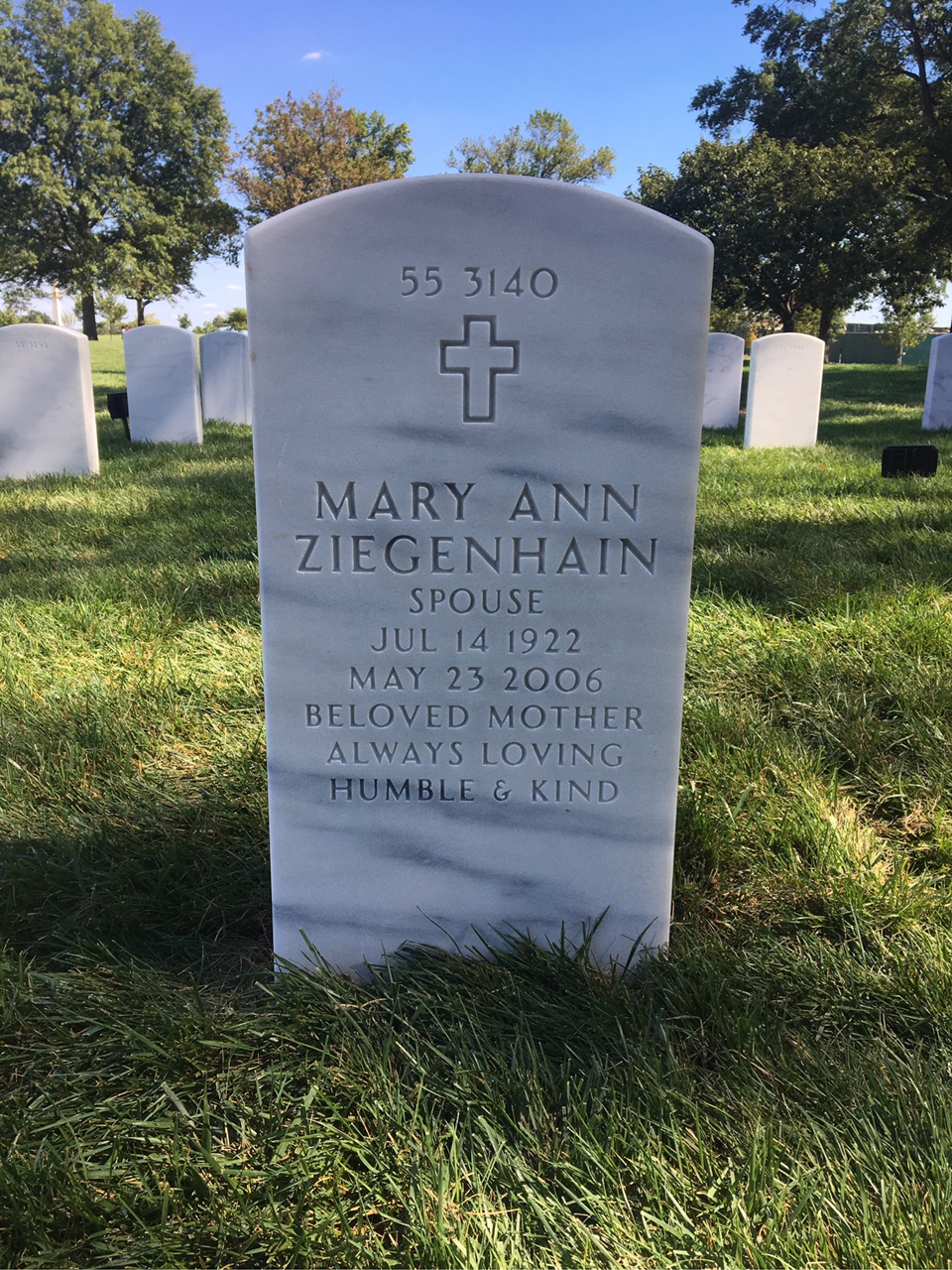 Back of headstone — William J Crandall