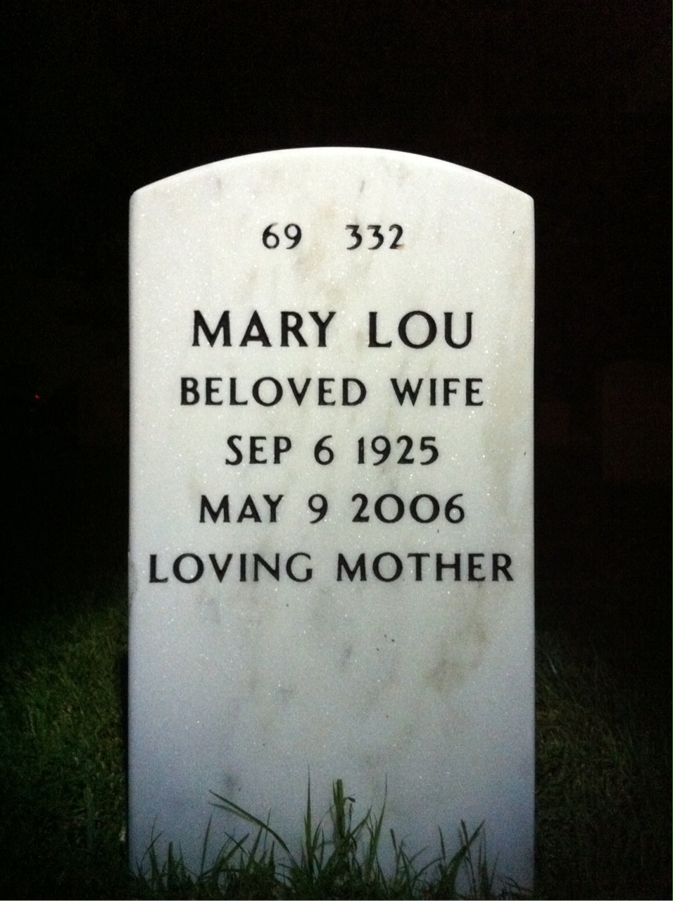 Back of headstone — Morris Parks