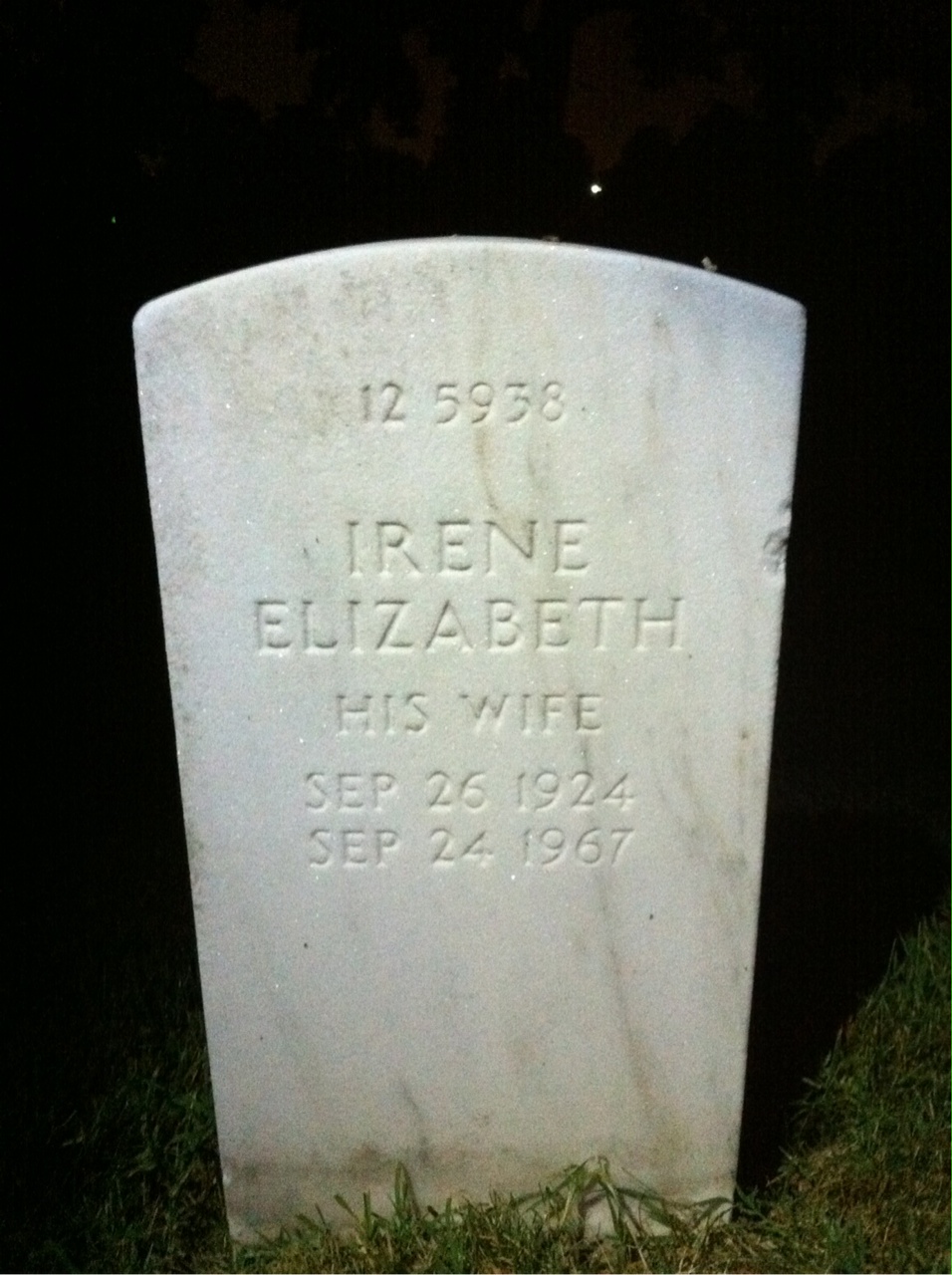 Back of headstone — George Andelin