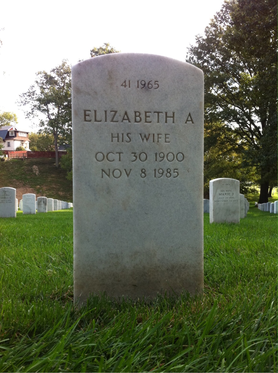 Back of headstone — Elizabeth Allison