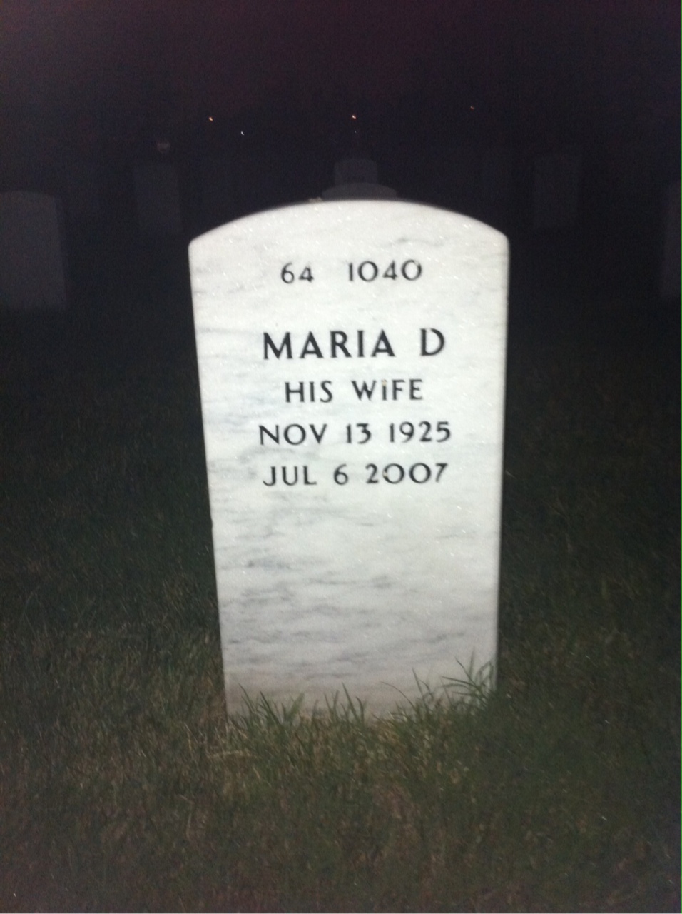 Back of headstone — Angelo Riccio