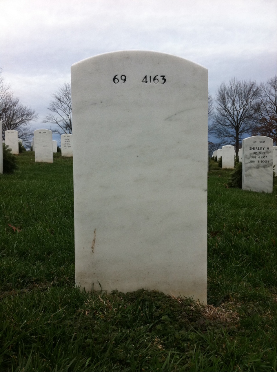 Back of headstone — Oda Cox