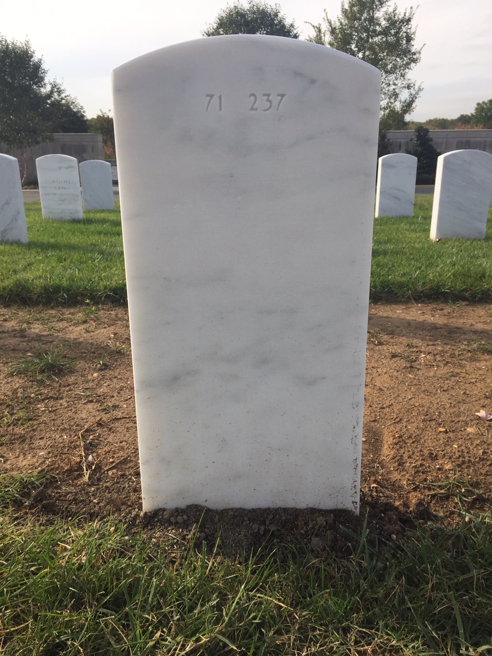 Back of headstone — Wallace Edgar Peterson