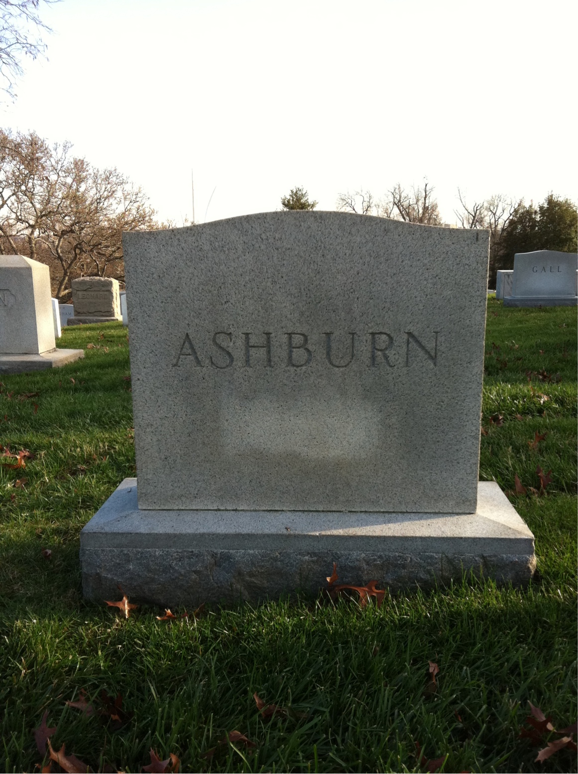 Back of headstone — Percy Ashburn