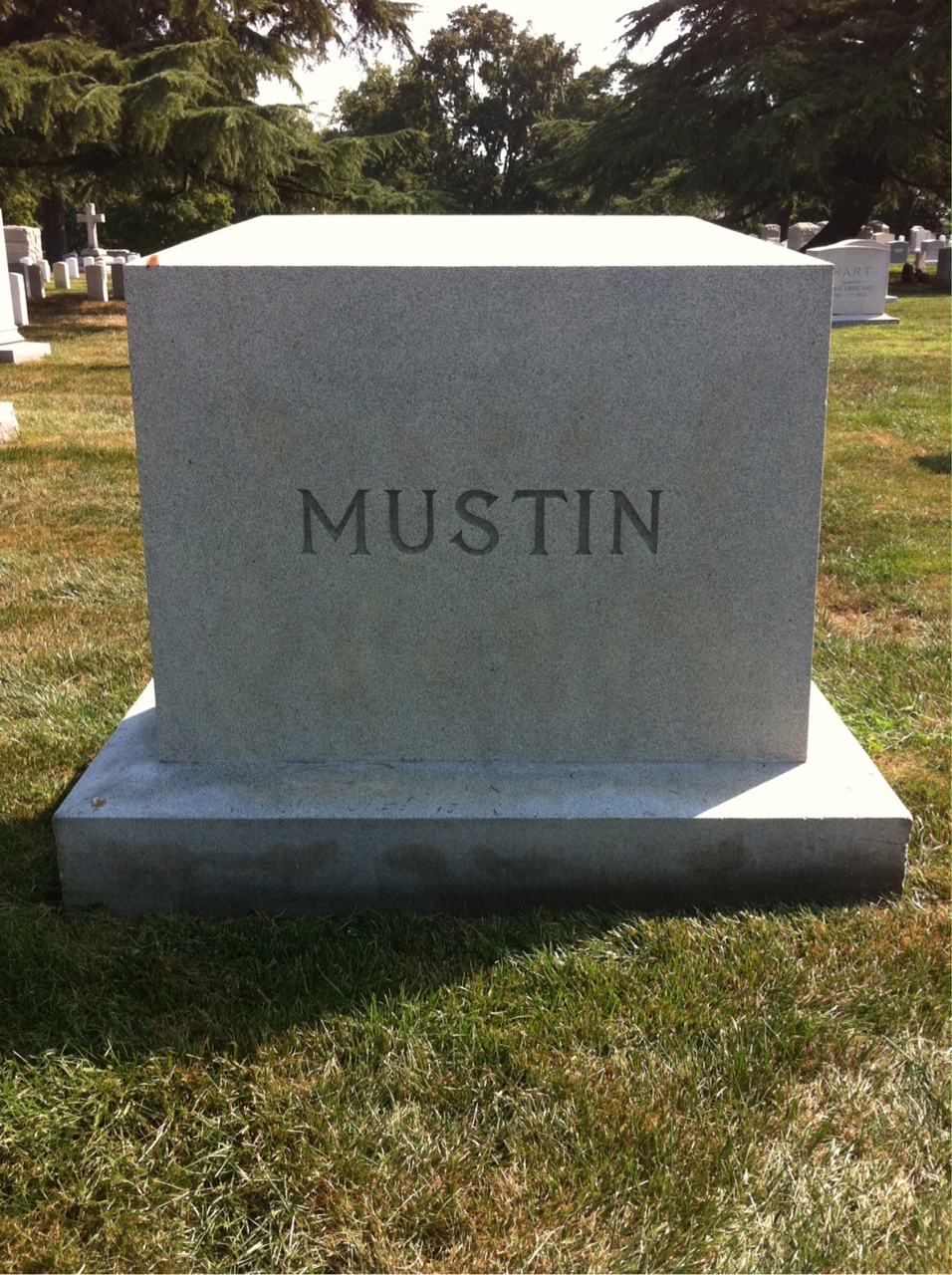 Back of headstone — Henry Mustin