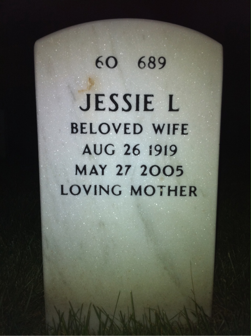 Back of headstone — Glenn Profitt