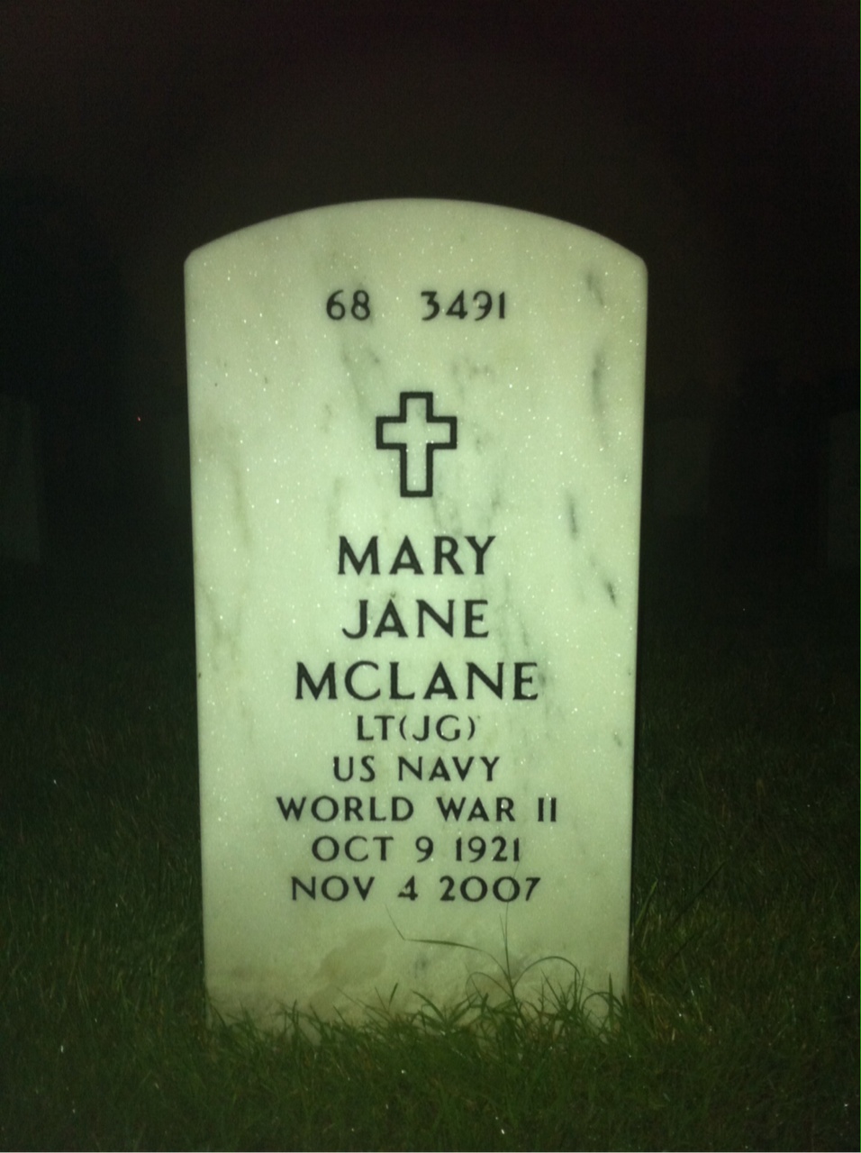 Back of headstone — Alpine Mclane