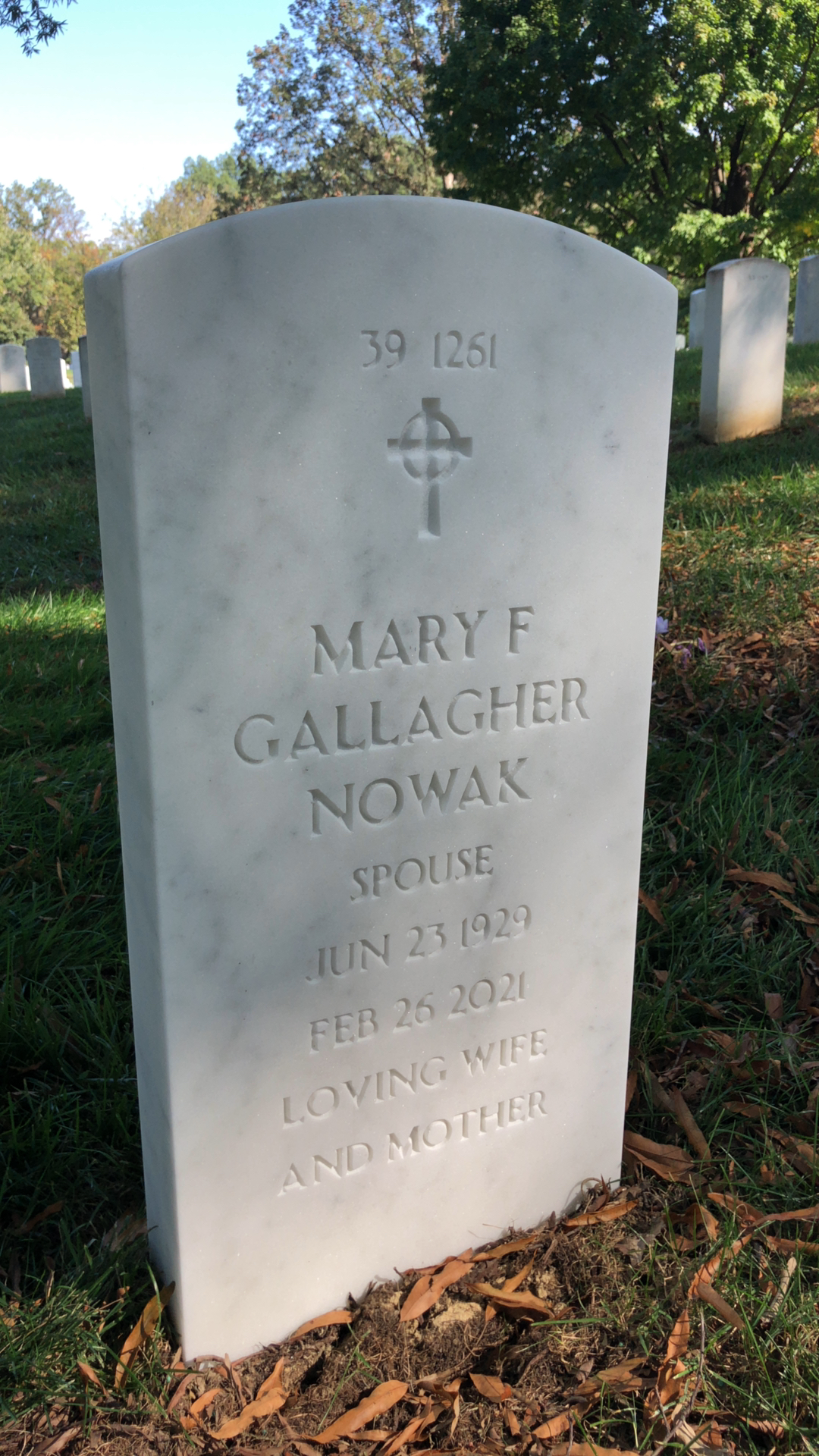 Back of headstone — Donald Nowak