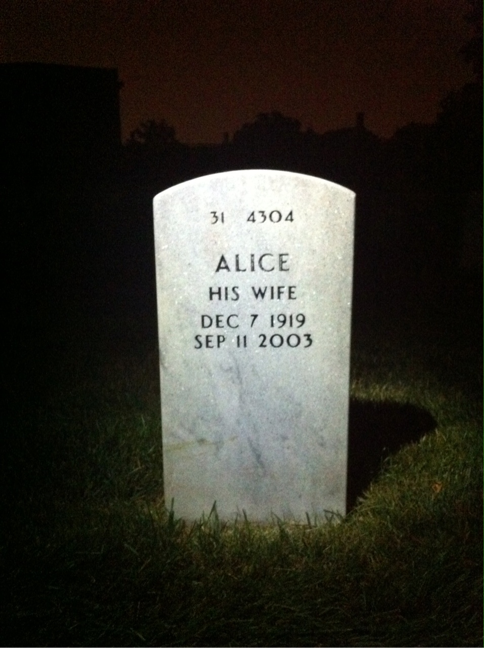 Back of headstone — Edward Theurer