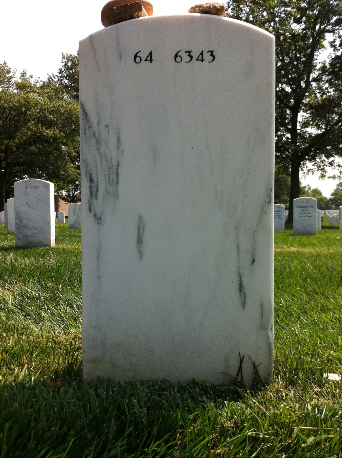 Back of headstone — William Sherman