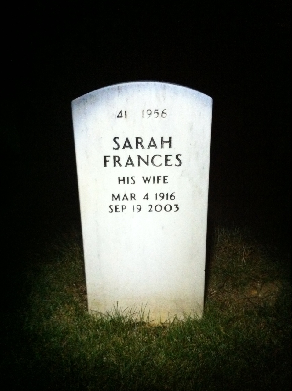 Back of headstone — George Ellison