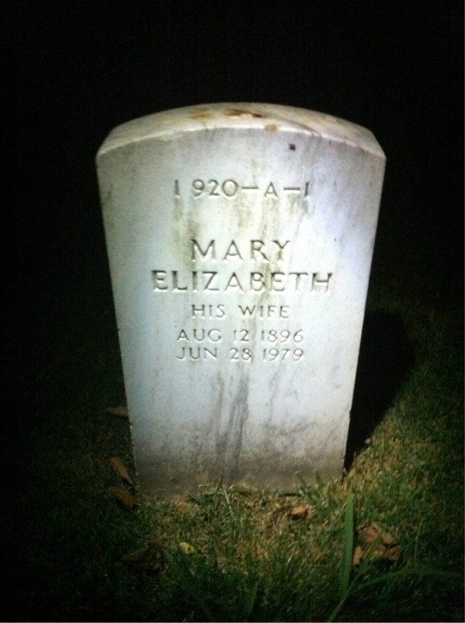 Back of headstone — Walter M Sullivan